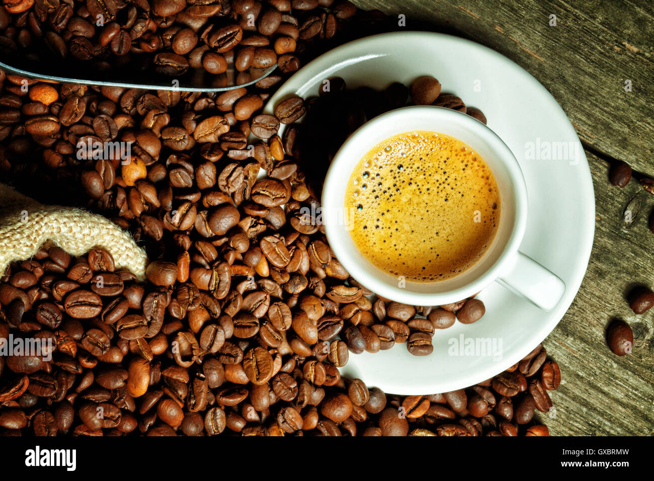 real espresso and coffee grain Stock Photo