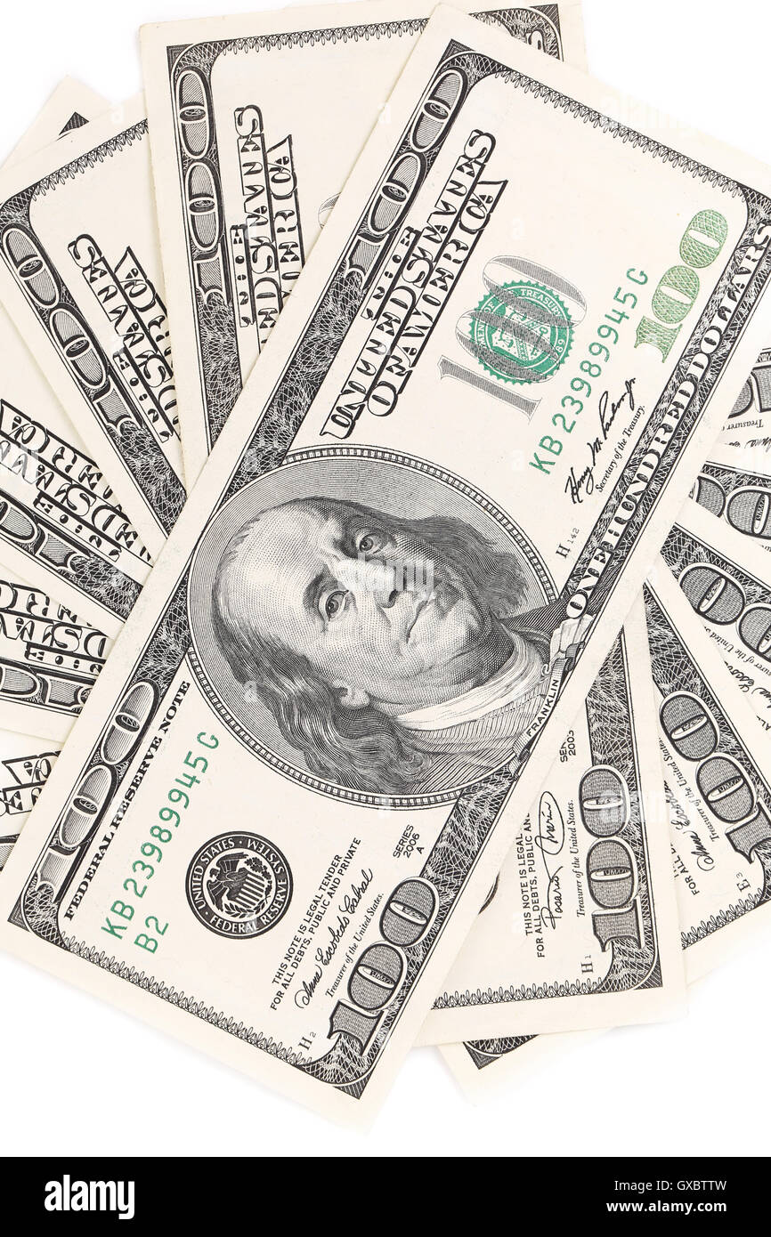 One hundred dollar greenbacks Stock Photo Alamy