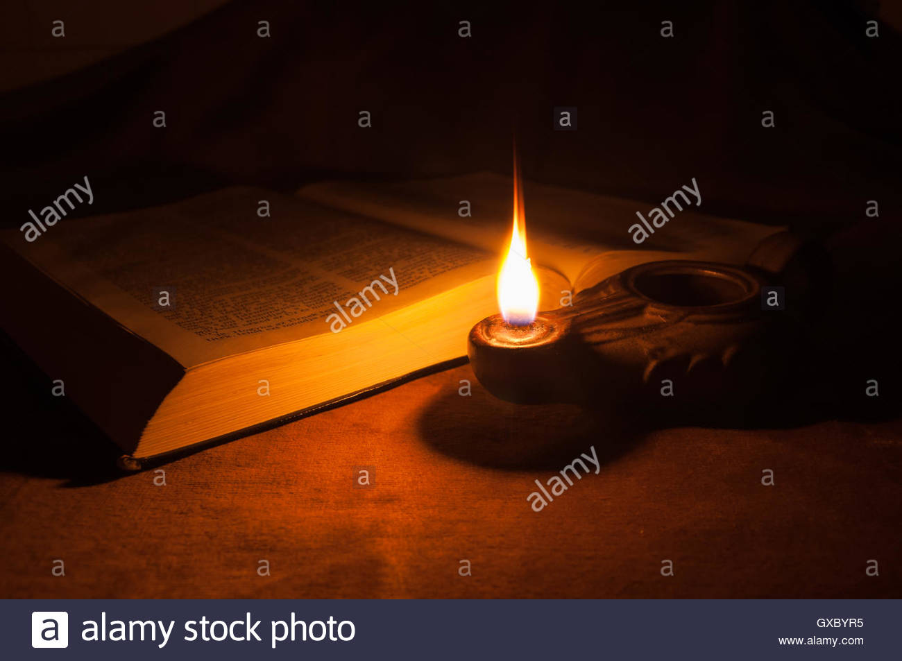Oil lamp and Bible Stock Photo 119506553 Alamy