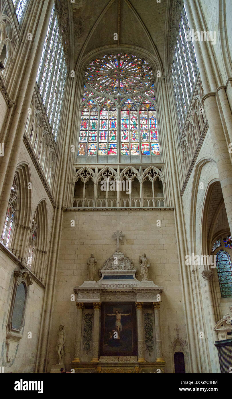 le mans cathedral church detail interior exterior Stock Photo