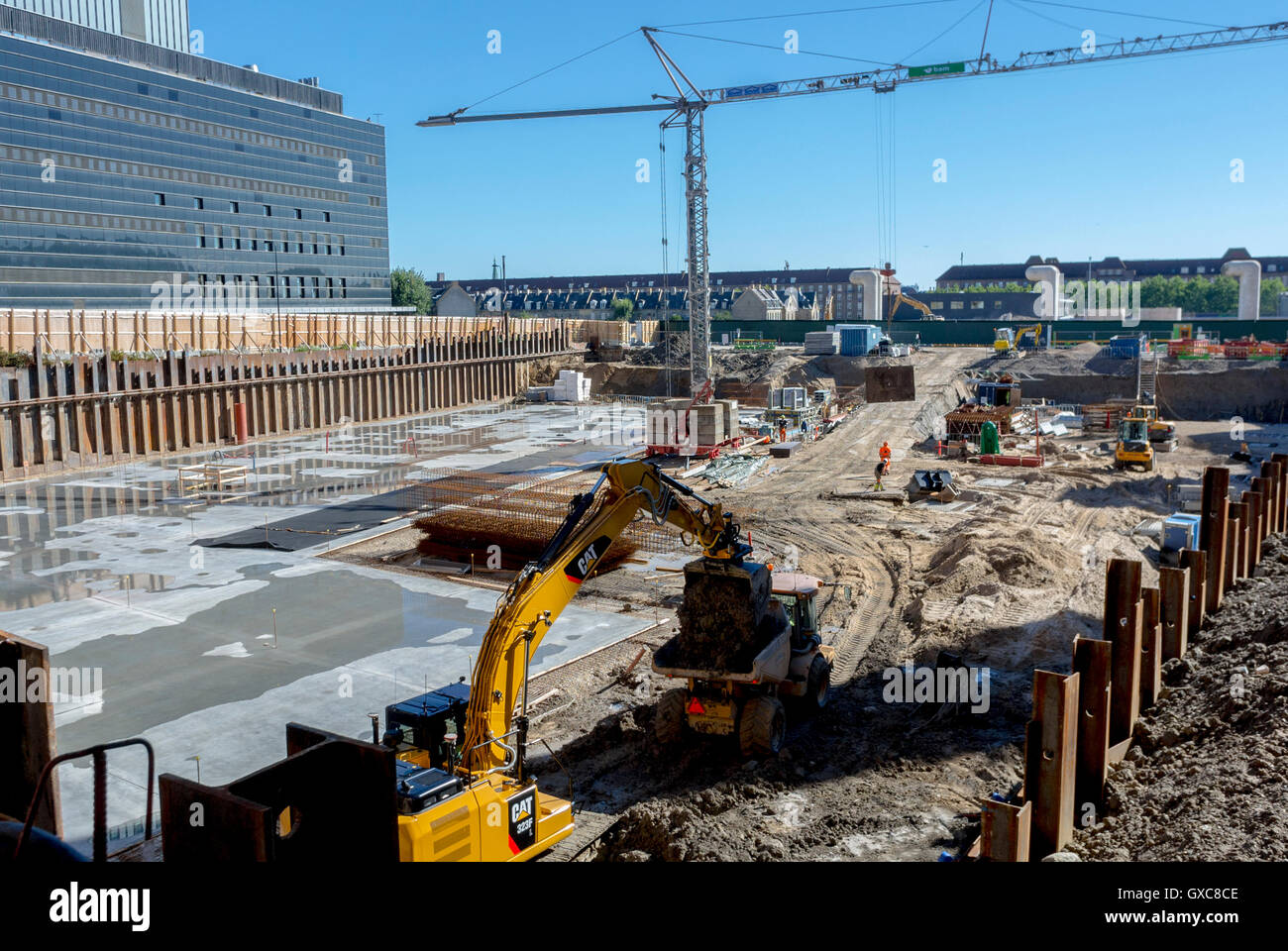 Copenhagen, Denmark, Overview, Urbanism, Reconstruction, Construction Site, 'Carlsberg Byen' new build, workers Stock Photo