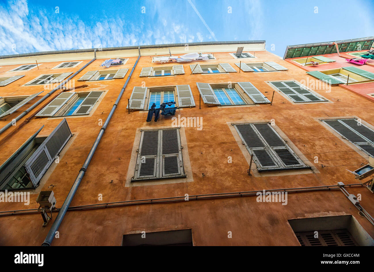 Architecture of Nice old town on French Riviera Stock Photo