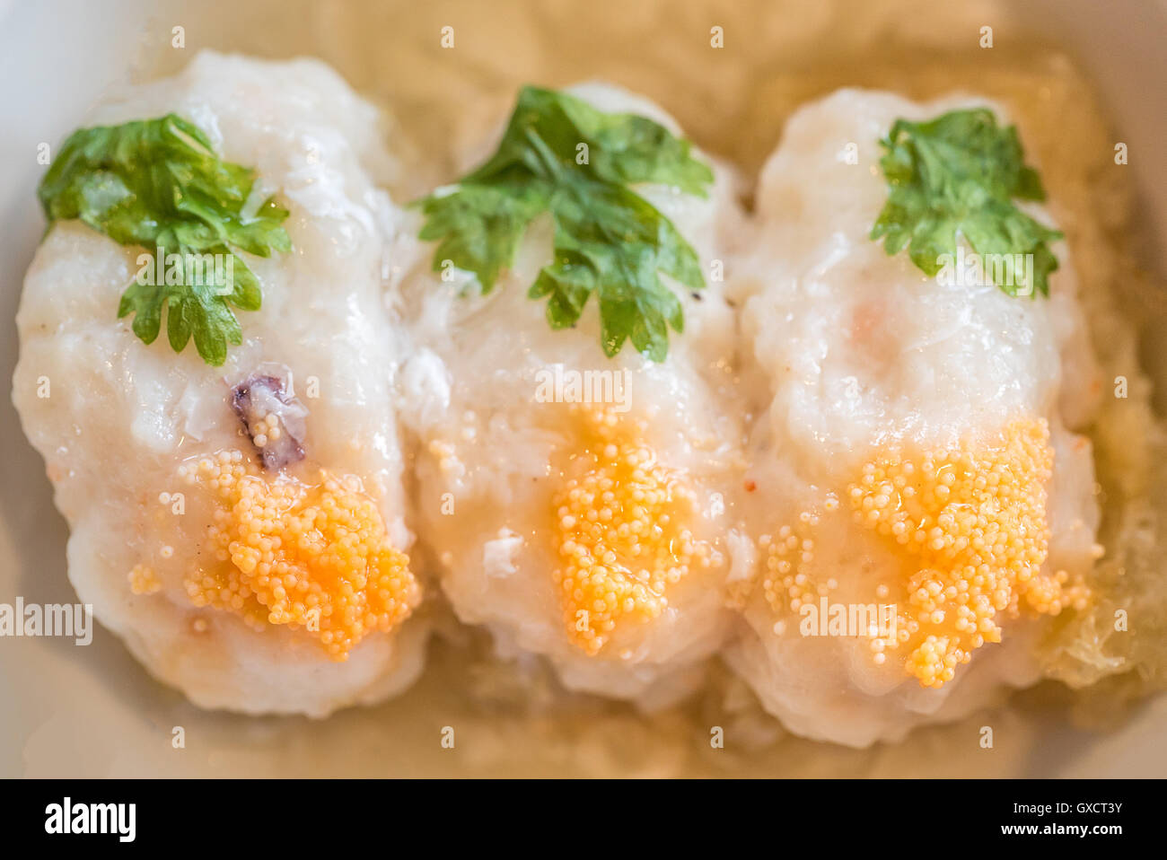Shrimp Ball with fish maw Chinese dim sum groumet cuisine Stock Photo
