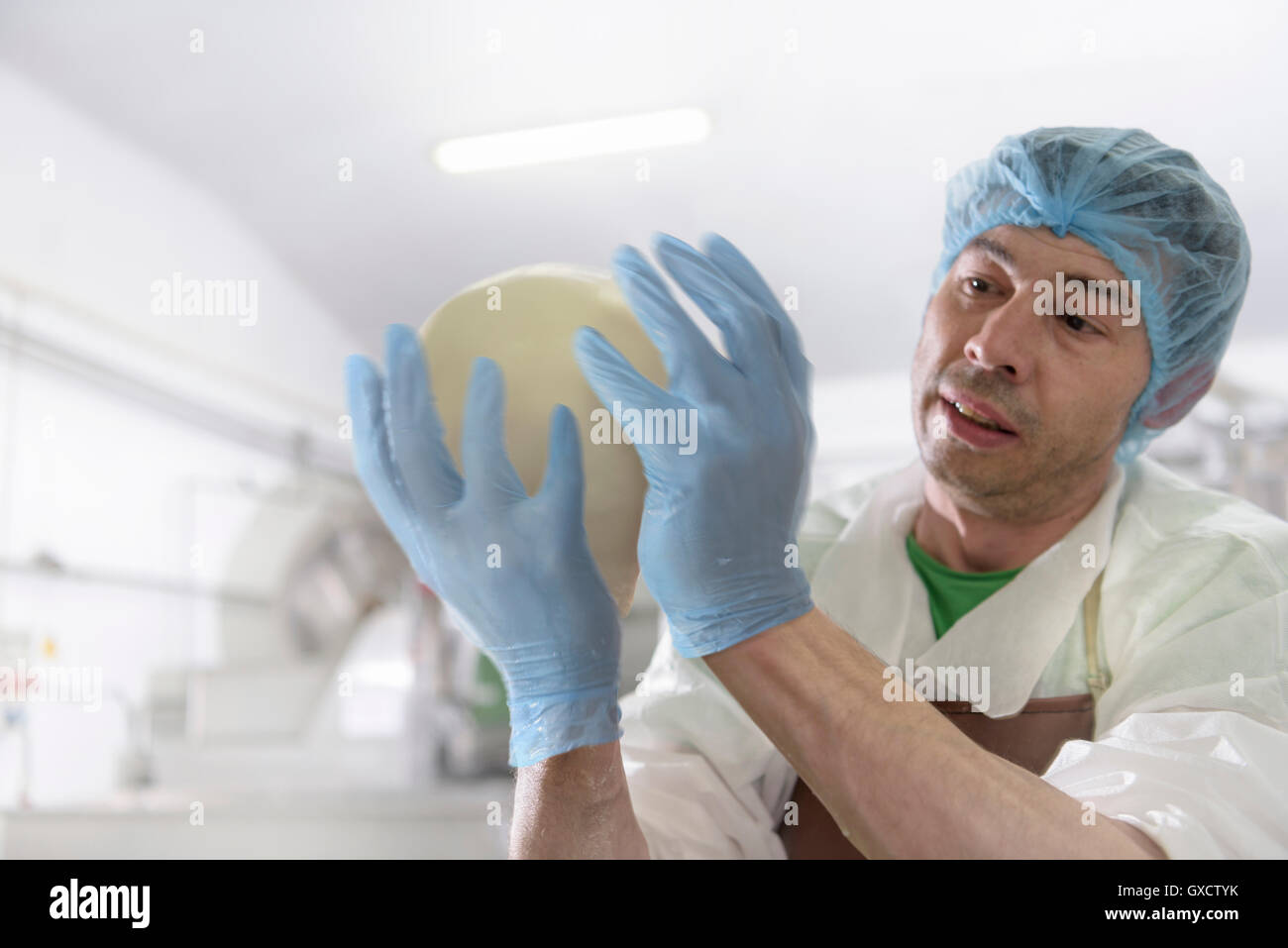Cheese production worker mozzarella hires stock photography and images