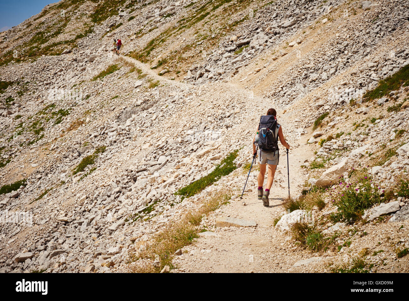 Back view hiker woman walking hi-res stock photography and images - Alamy