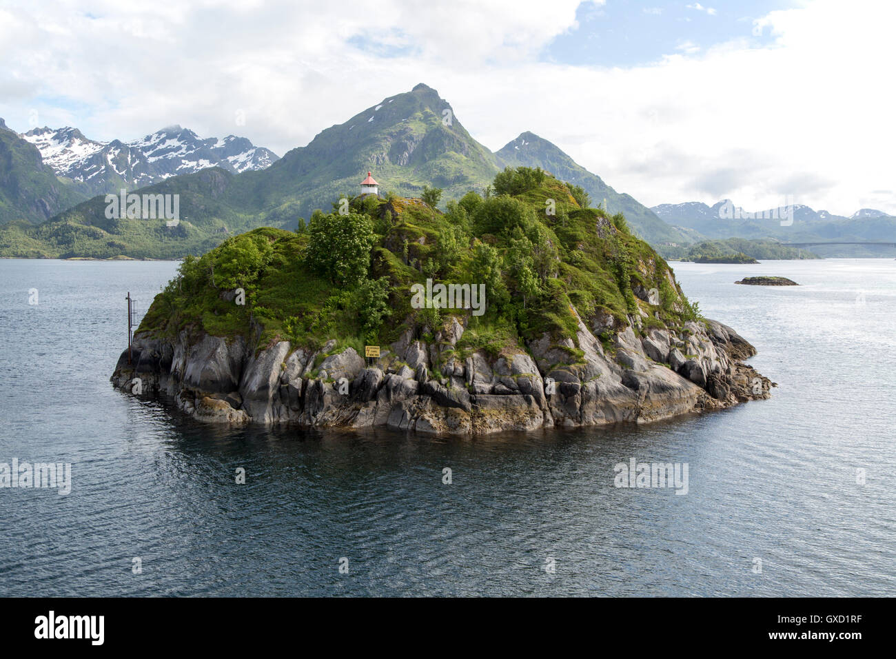 Small island, a roche moutonnee glacial landform, southern coast of Hinnoya Island, Nordland, northern Norway Stock Photo