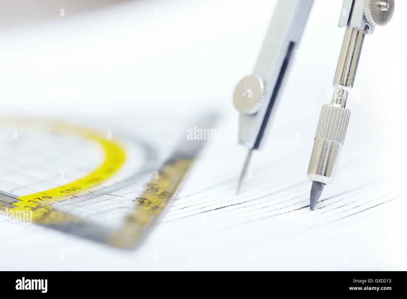 Compasses and ruler Stock Photo Alamy