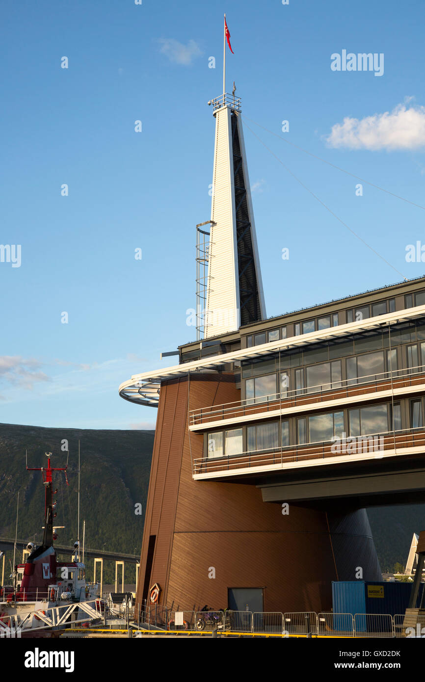 Modern architecture of Scandic Hotel and tower in city centre of Tromso, Norway Stock Photo