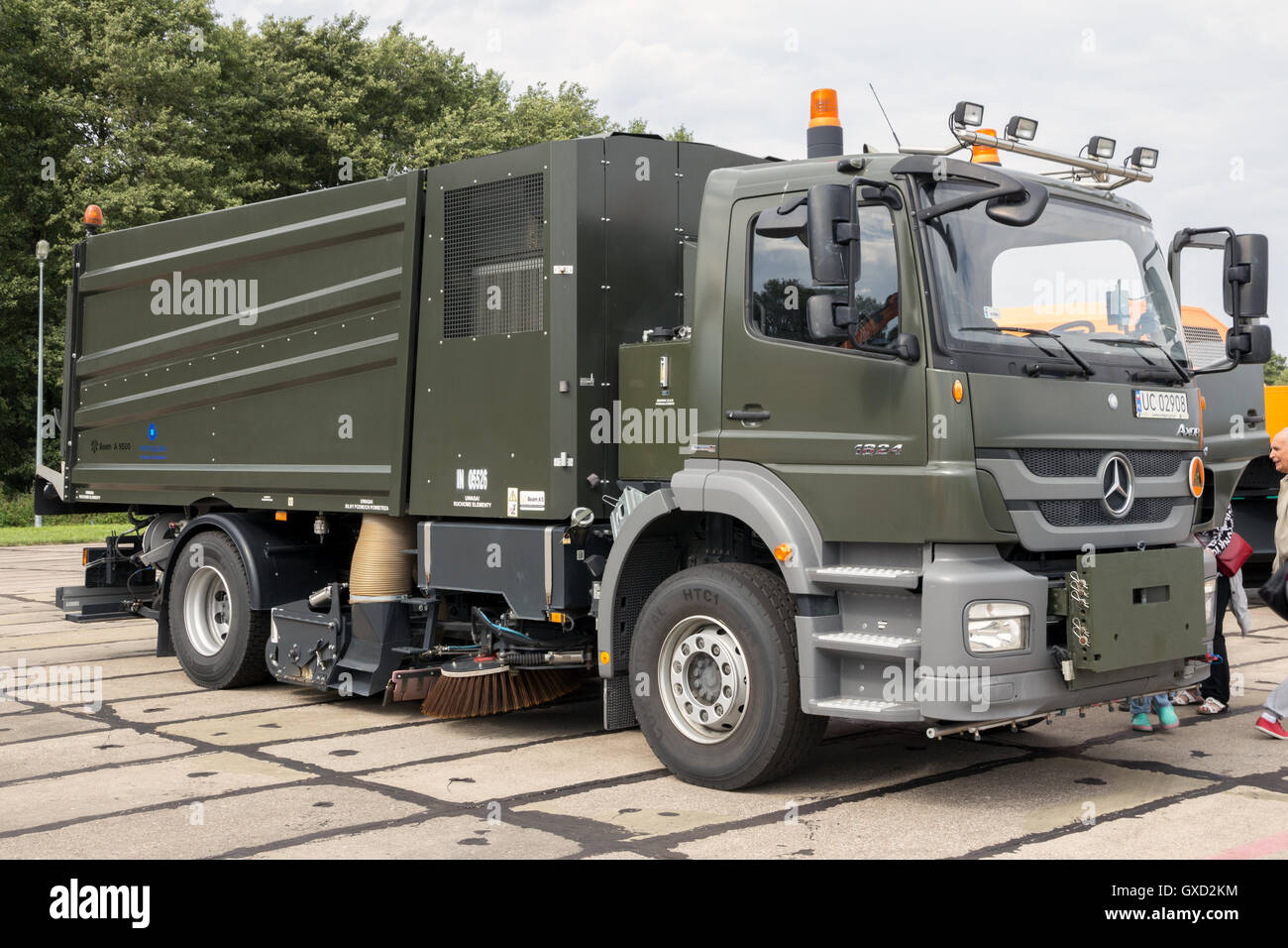 Mercedes 1824 road sweeper Stock Photo