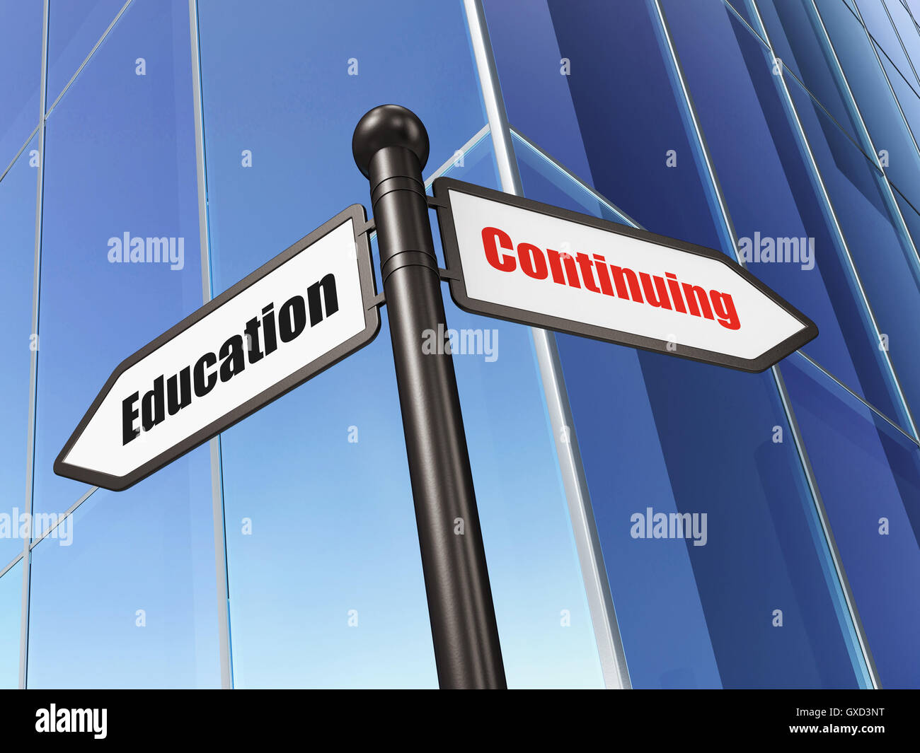 Education concept: Continuing Education on Building background Stock ...