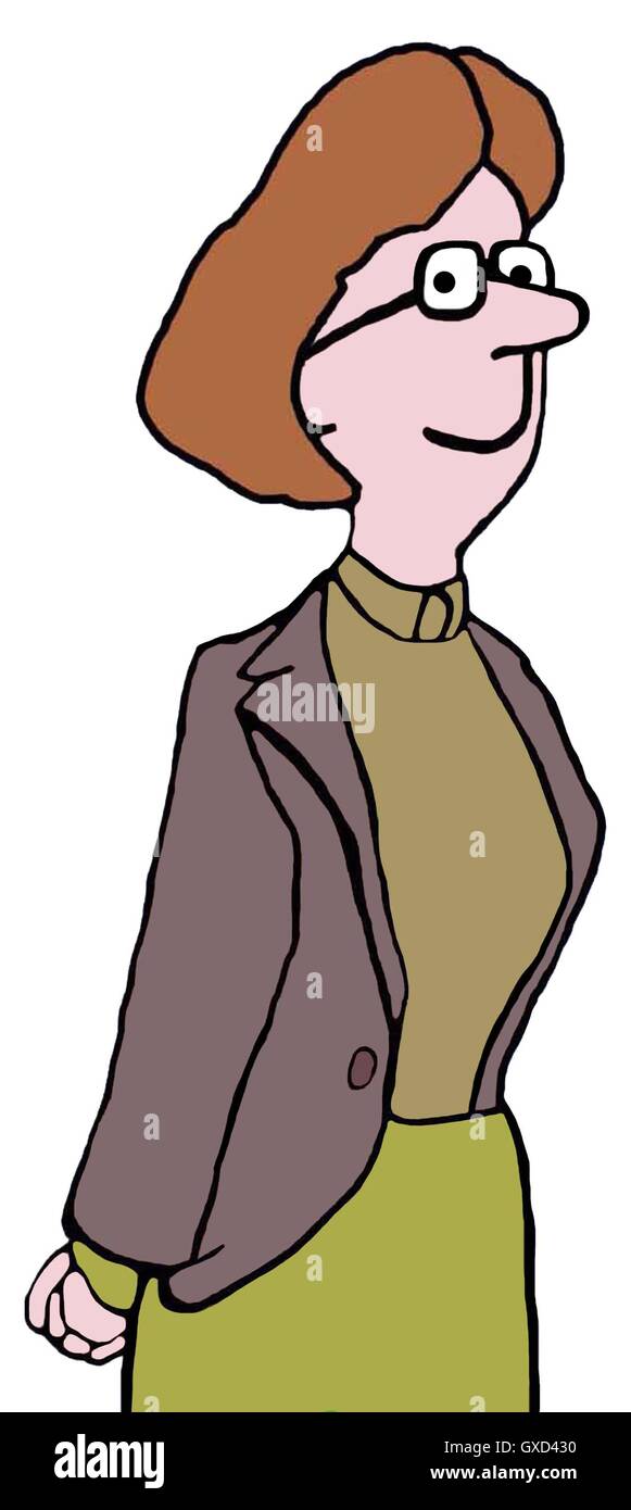 Color illustration of conservatively dressed smiling woman Stock Photo