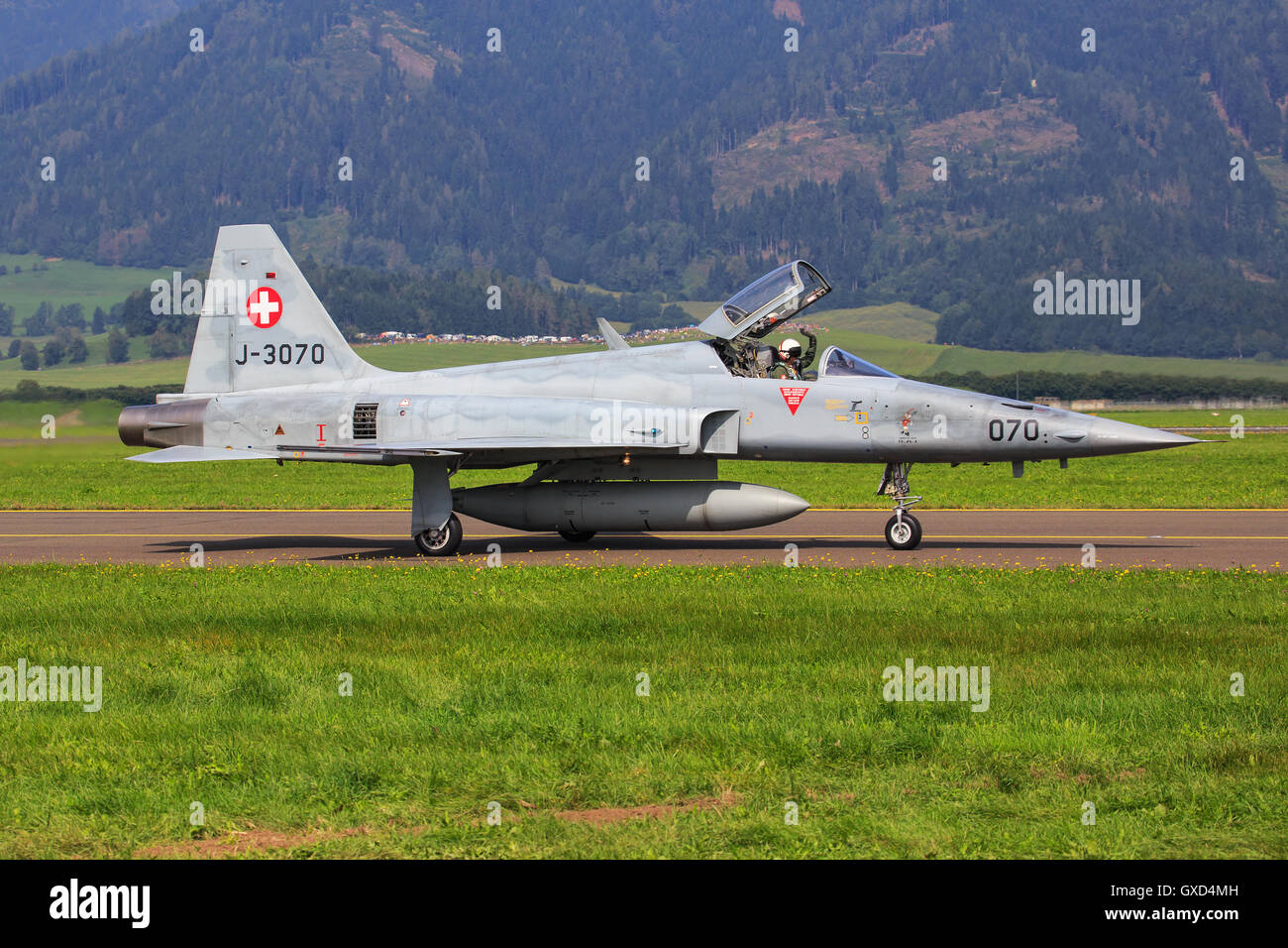 ZELTWEG, STYRIA, AUSTRIA - SEPTEMBER 02: Patroiulle Suisse F5 at Airpower in Zeltweg, Austria Stock Photo