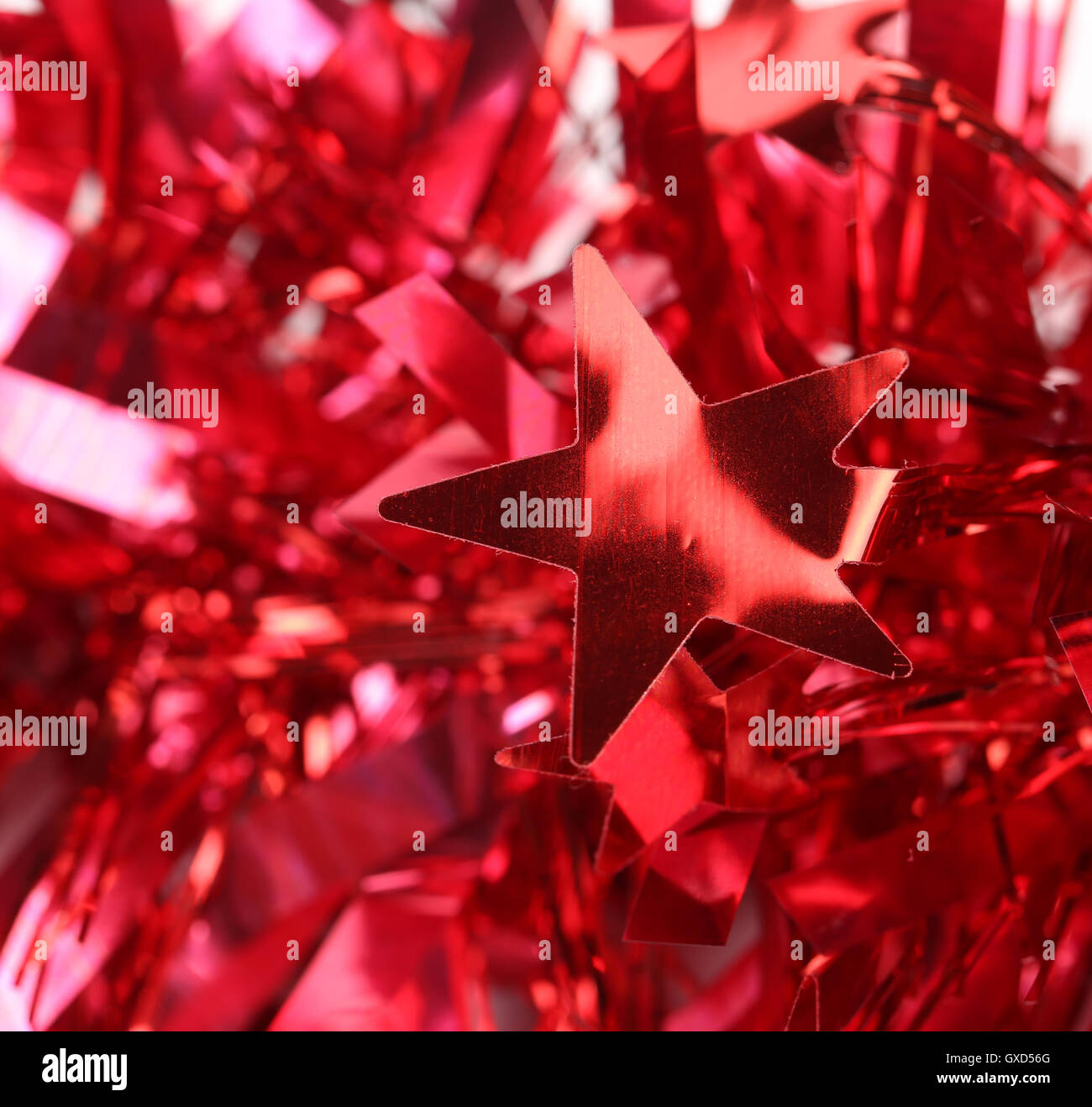 Red tinsel christmas decoration Stock Photo Alamy