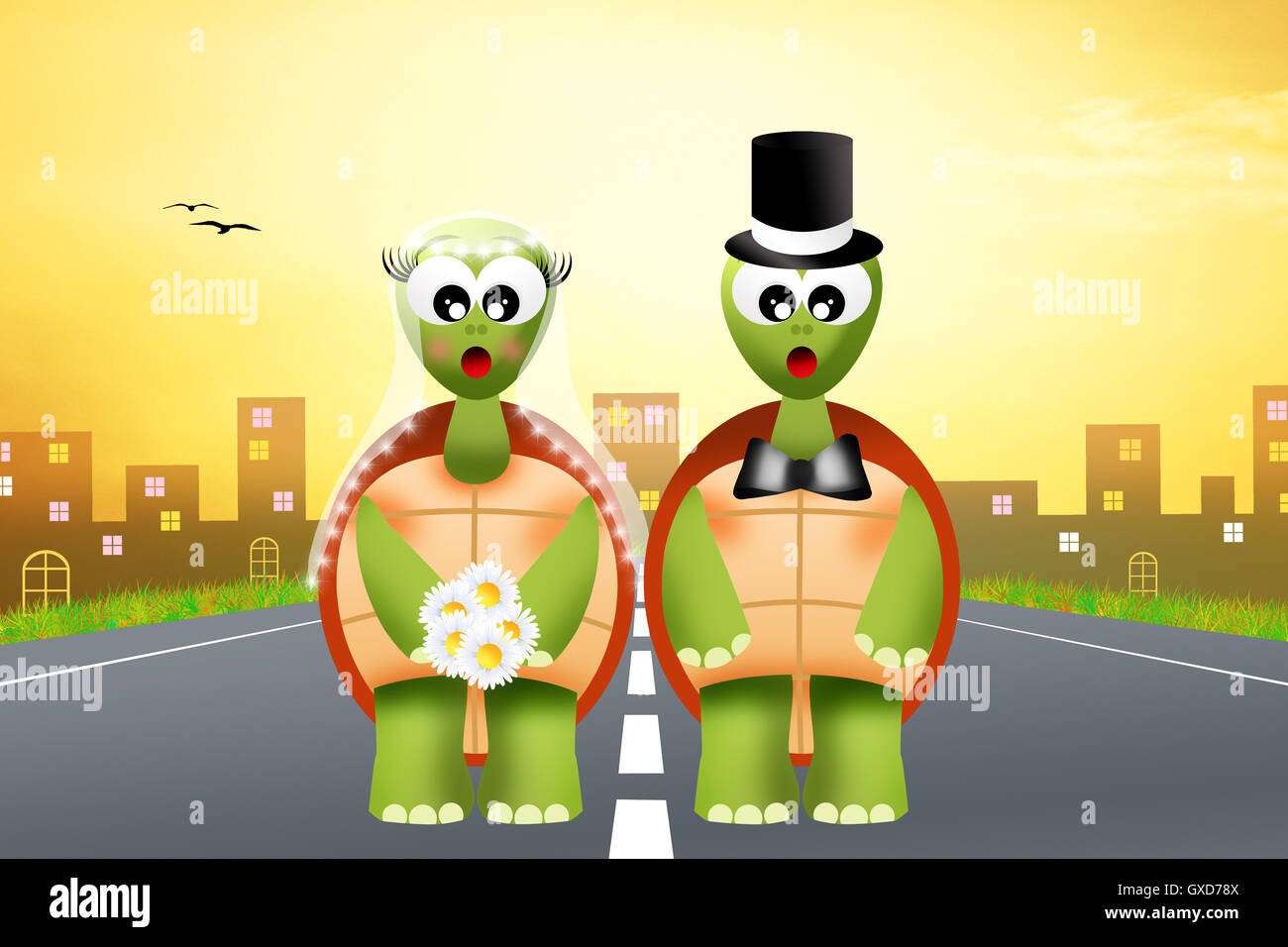 Married Turtle Wedding of turtles Stock Photo - Alamy