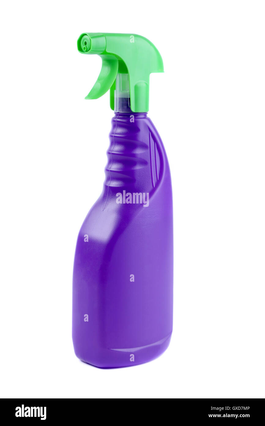 Blue plastic spray bottle isolated Stock Photo - Alamy