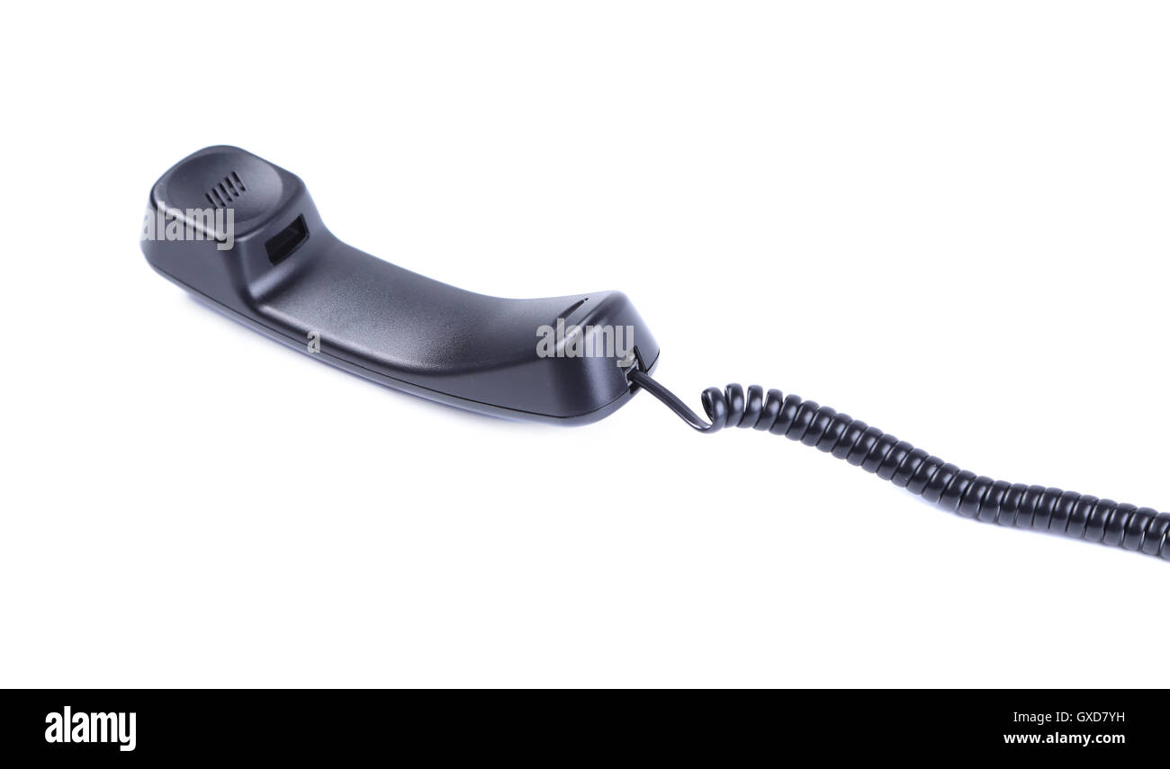 Black telephone handsets. Stock Photo