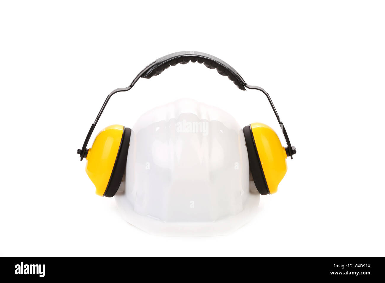 Protective ear muffs and hard hat Stock Photo Alamy