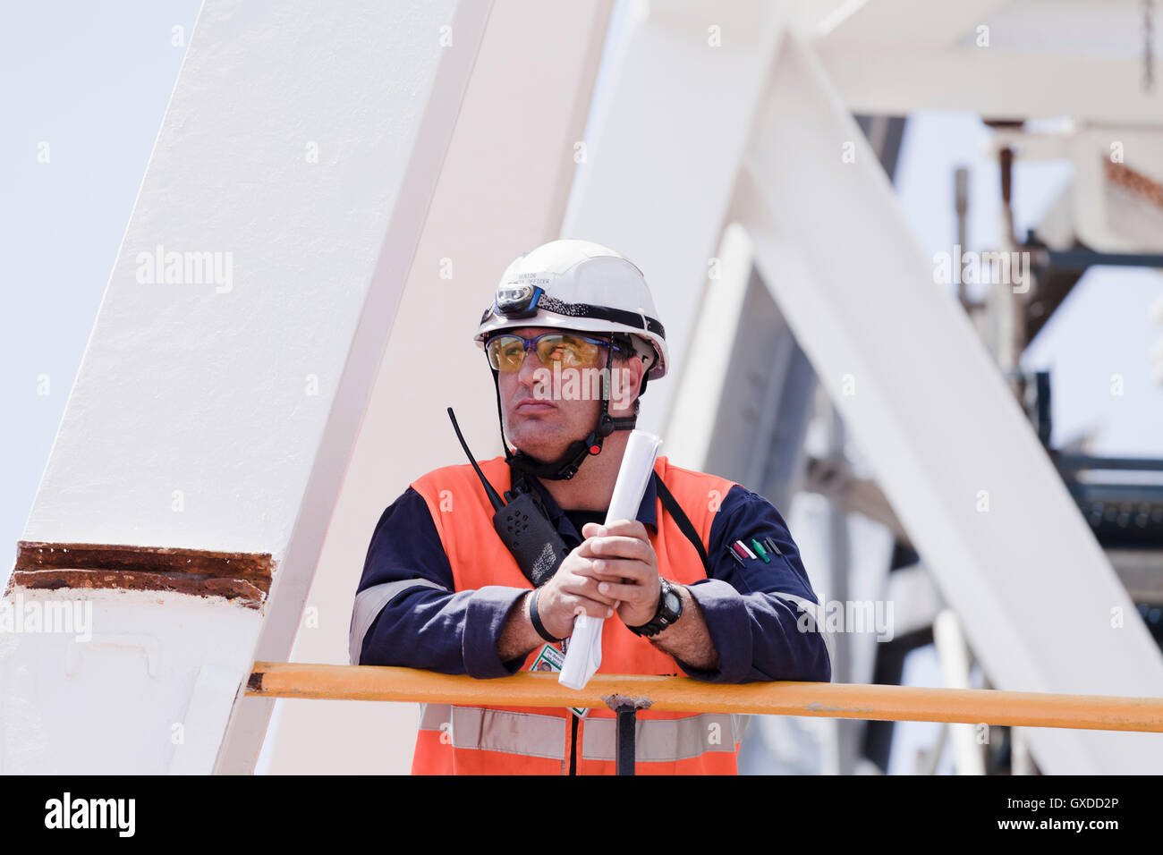 Engineer working on oil rig Stock Photo - Alamy