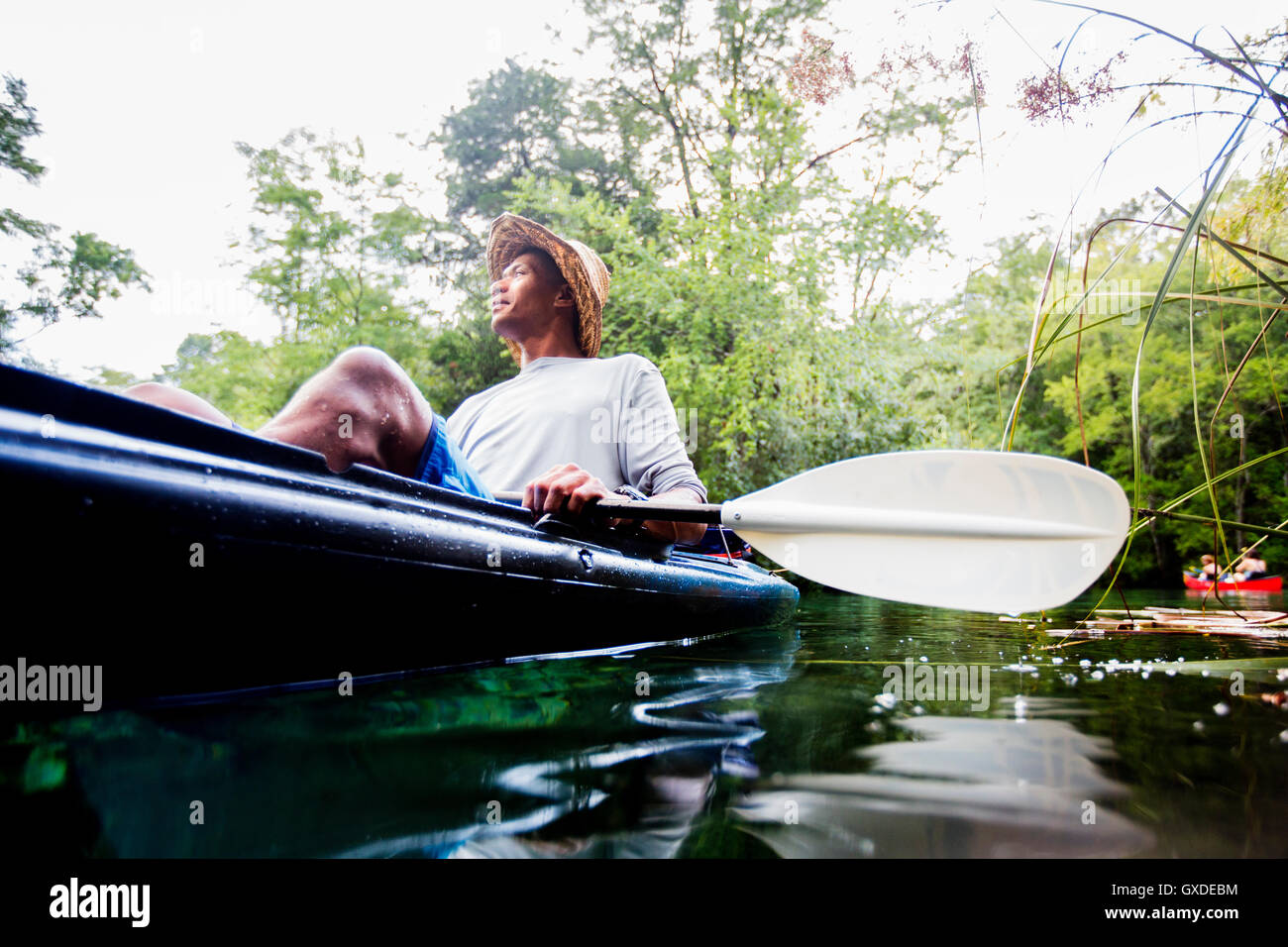 Man kayaking at Econfina Creek, Florida, USA Stock Photo