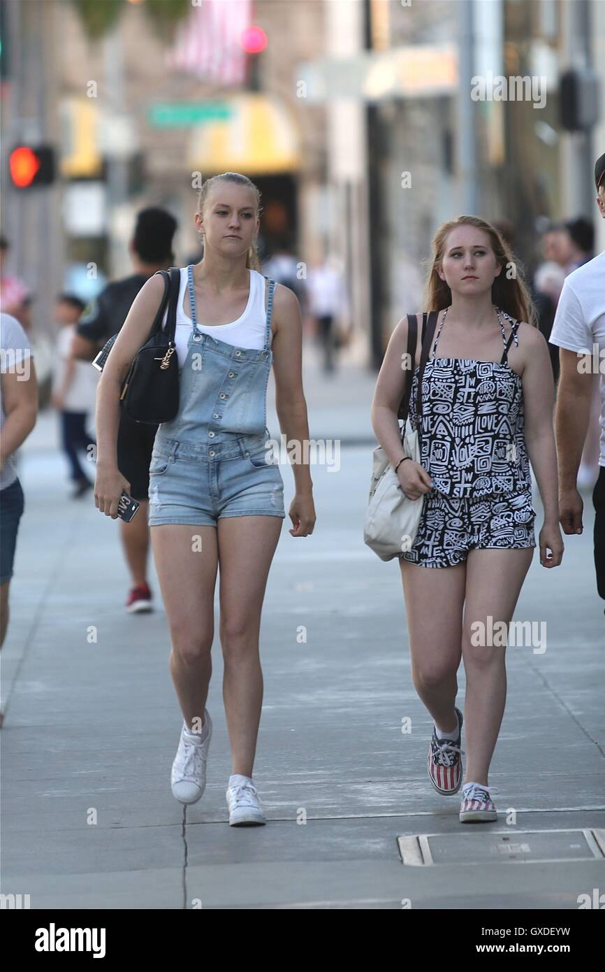 Dutch actress and musician Anouk Slootmans, and friend Lianne Van Groeningen out and about in Beverly Hills  Featuring: Anouk Slootmans, Lianne Van Groeningen Where: Los Angeles, California, United States When: 10 Jul 2016 Stock Photo