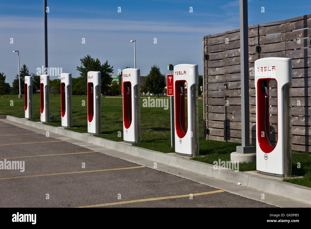 Lafayette, IN Circa July 2016 Tesla Supercharger Station. The