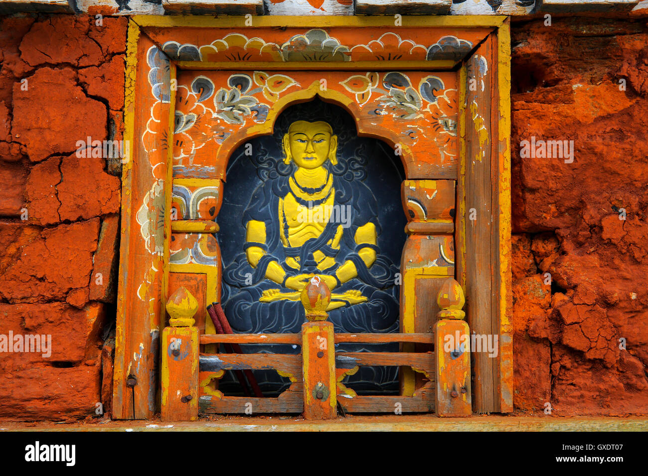 Decorative chortens or stupas of Dochula Pass. Bhutan Stock Photo