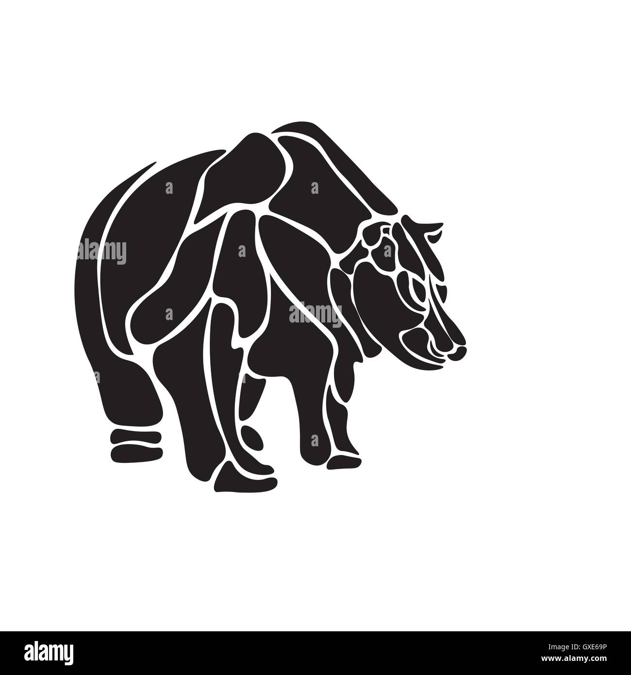 black and white engrave isolated vector bear Stock Vector Image & Art ...