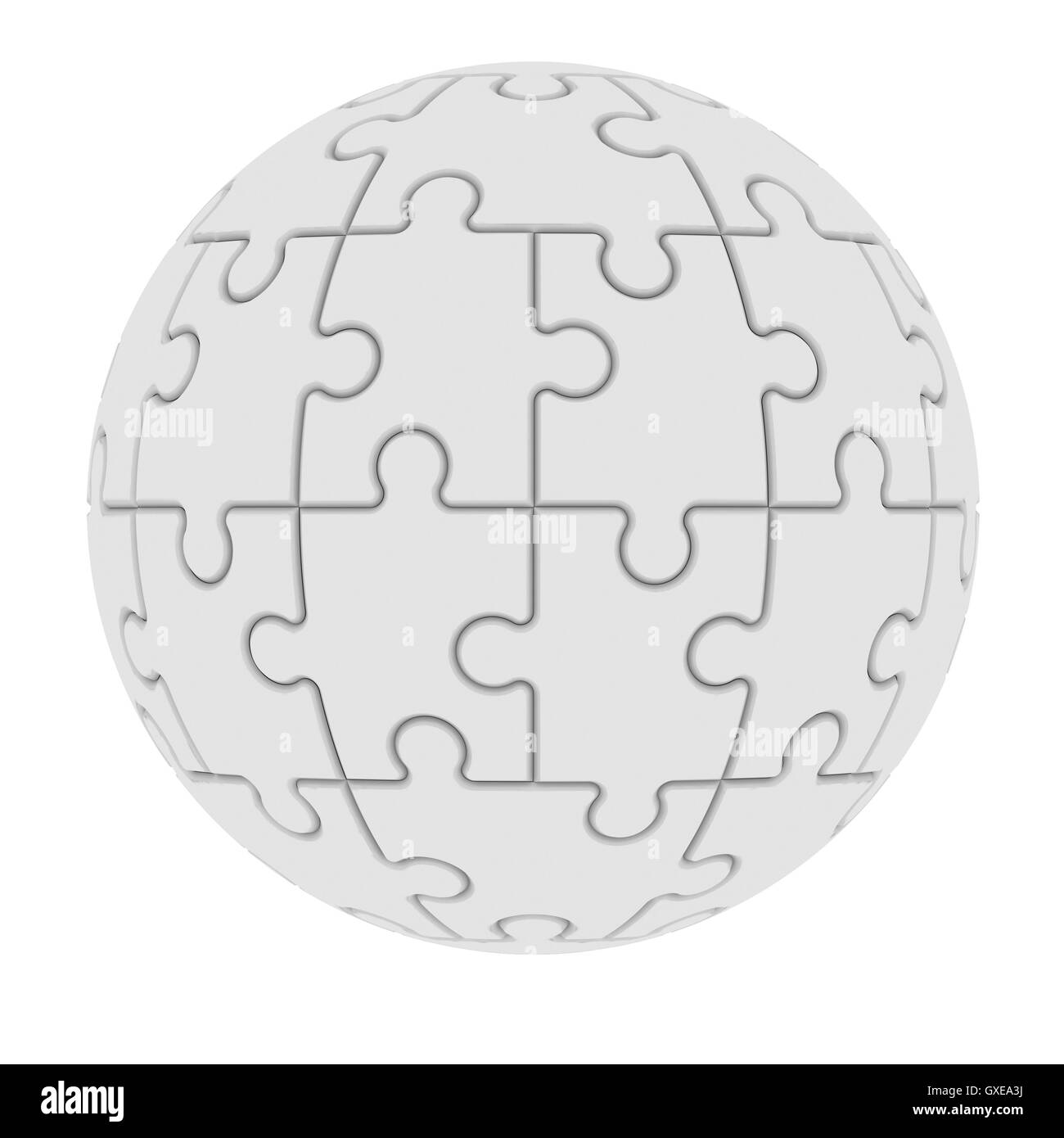 Sphere consisting of puzzles Stock Photo