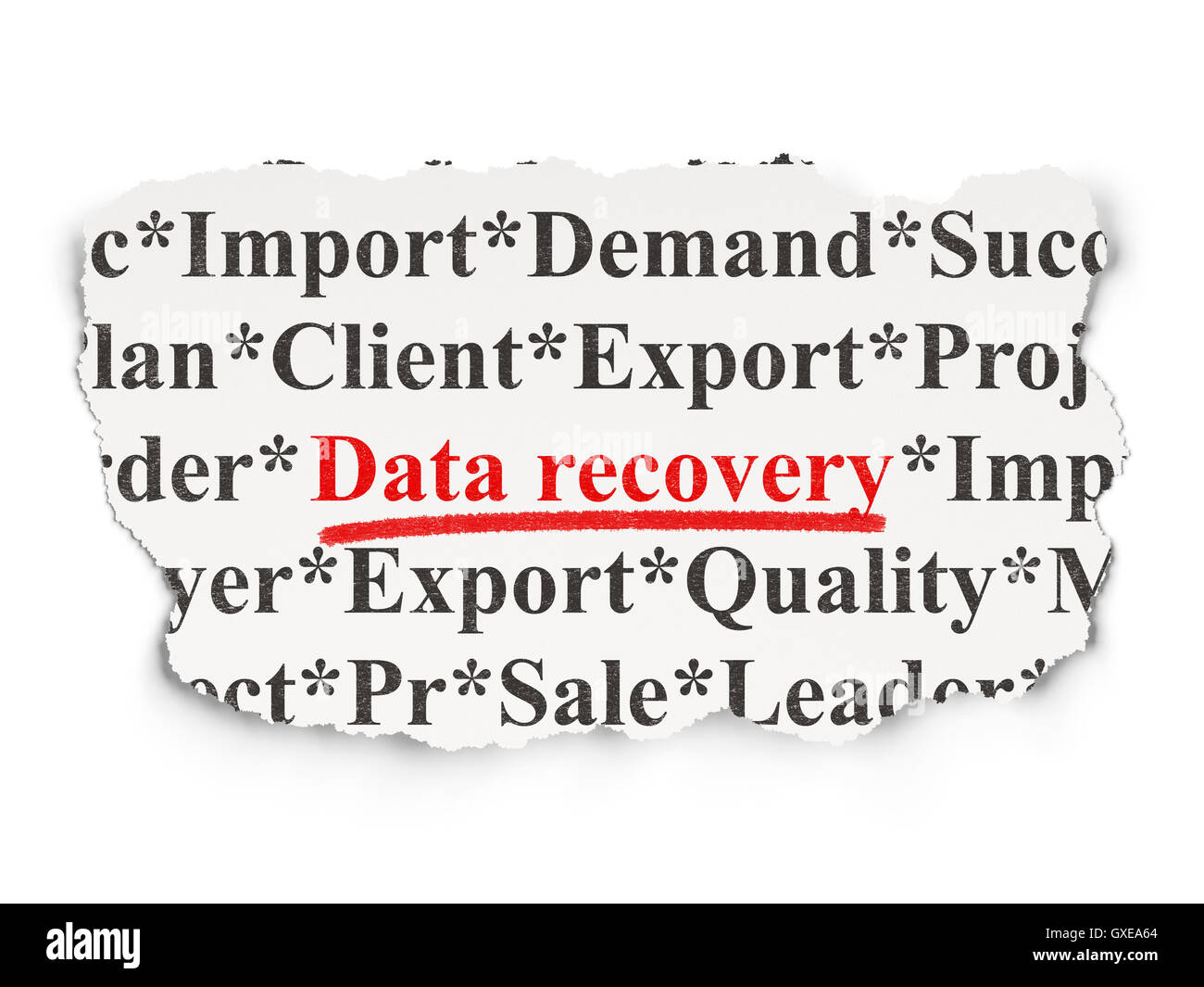 Information concept: Data Recovery on Paper background Stock Photo