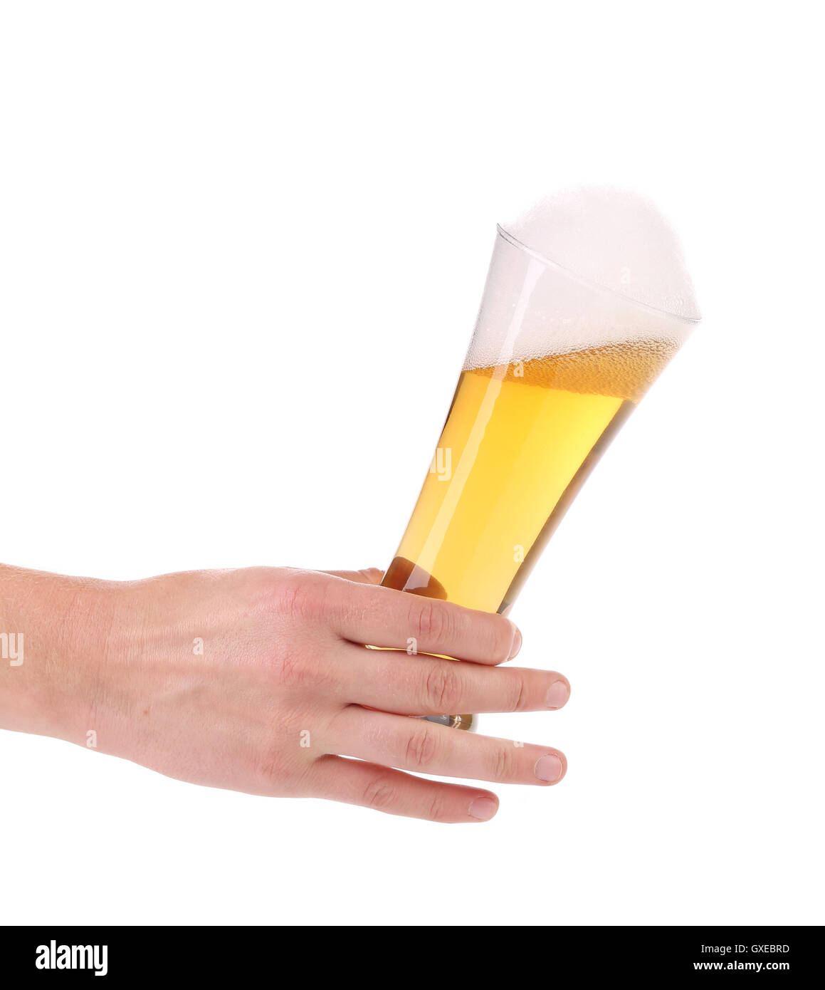 Full beer glass in hand Stock Photo Alamy