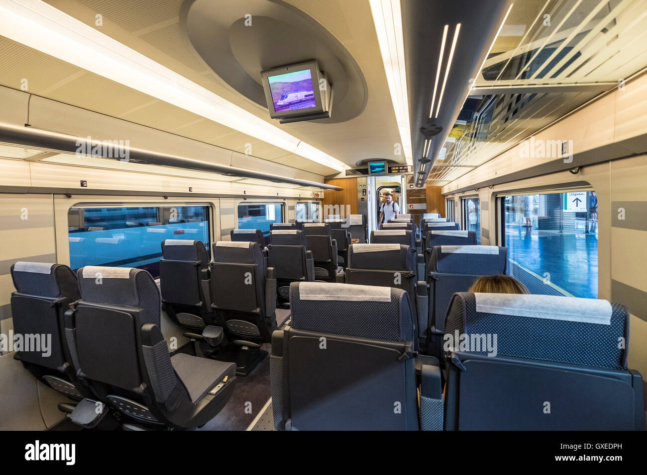 High speed cabine Train interior. Madrid Spain Stock Photo