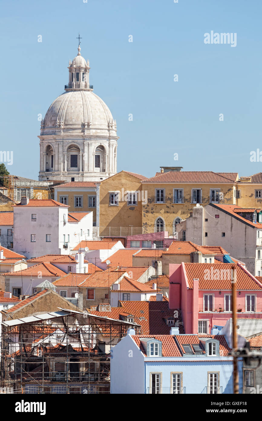 Lisbon, view of Alfam's region and Santa Engrassiya's (Pantheon) church. Stock Photo