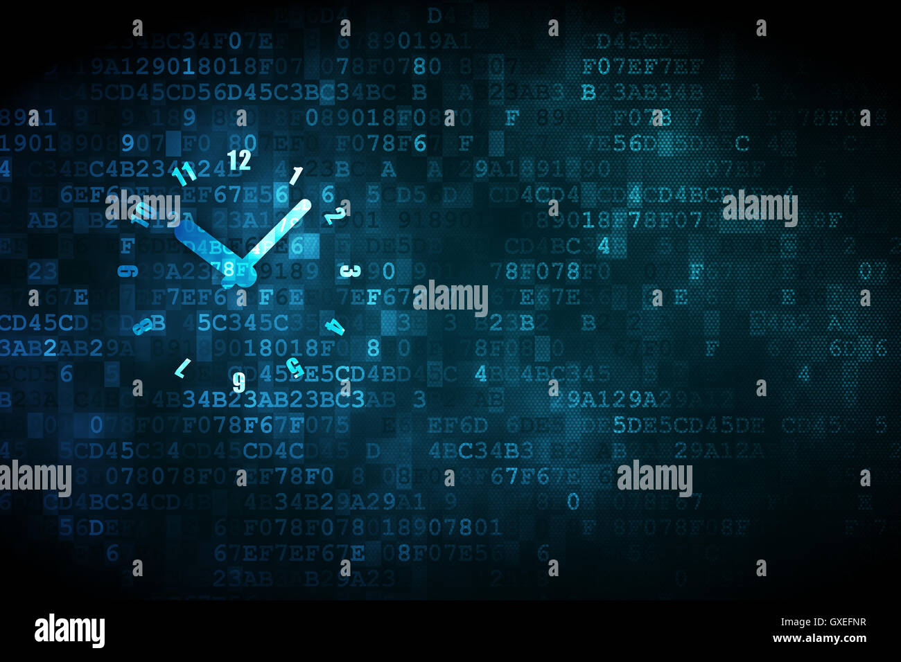 Time concept: Clock on digital background Stock Photo - Alamy