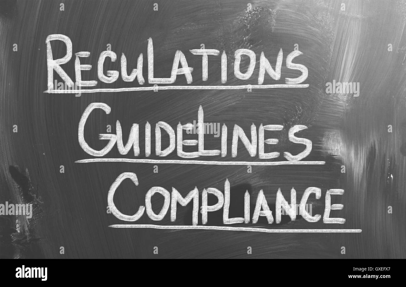 Compliance policy guidelines regulations Black and White Stock Photos