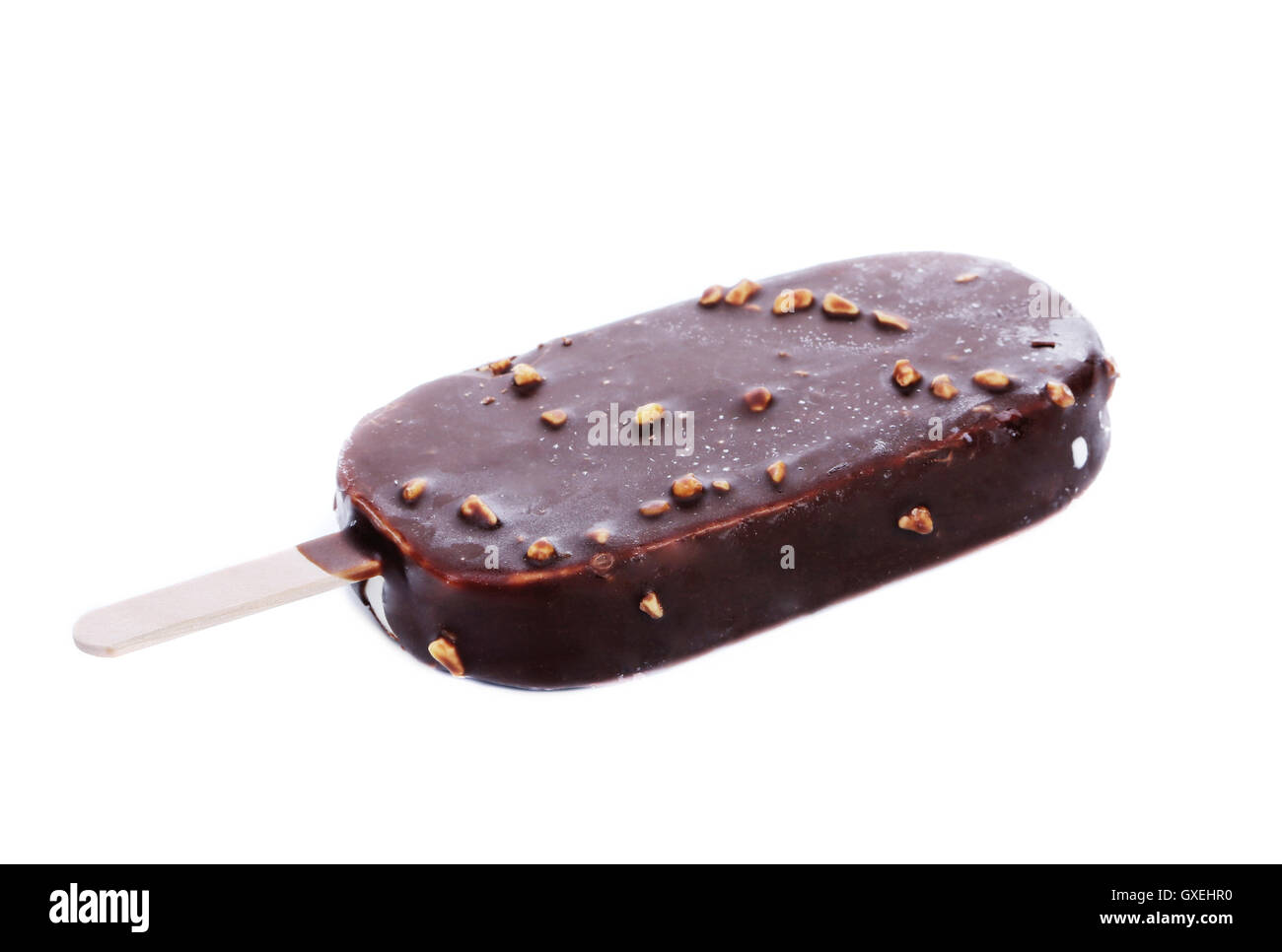 Chocolatecoated blocks of ice cream on stick Stock Photo Alamy