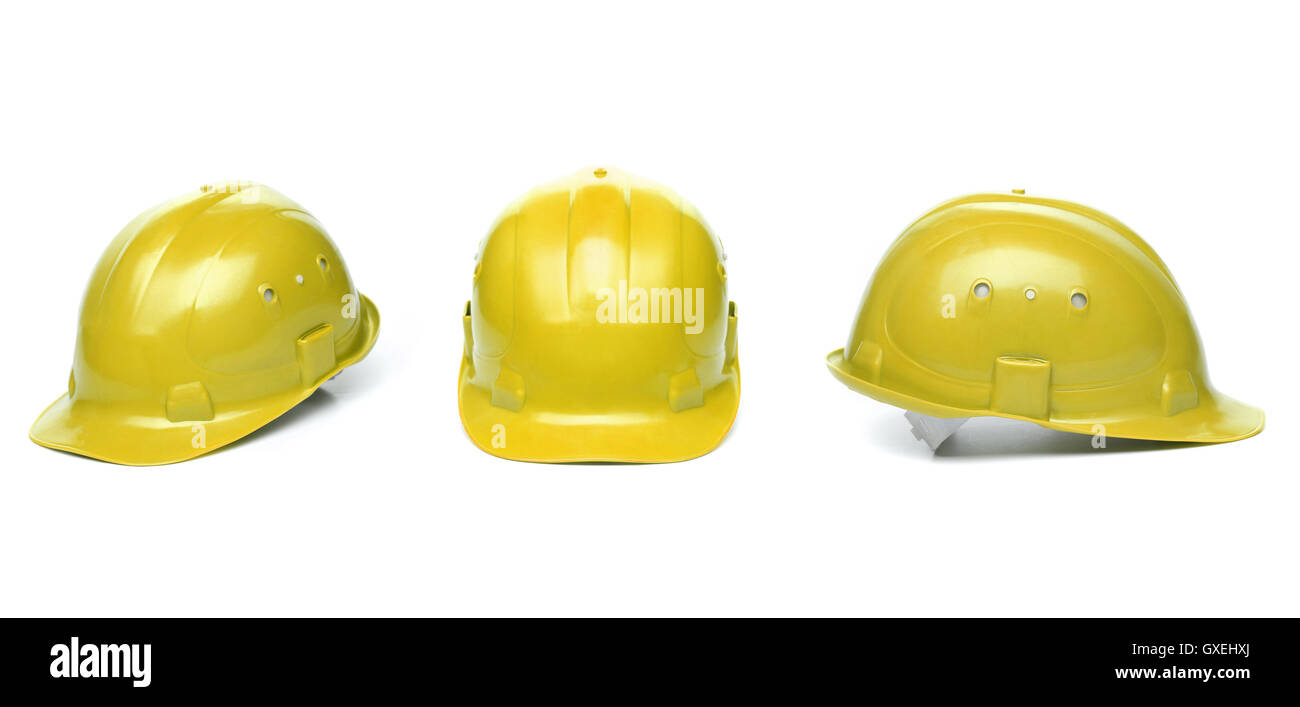 Collagr of yellow hard hats Stock Photo Alamy