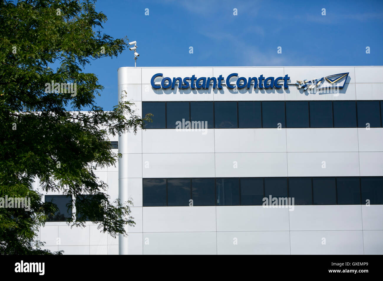 A logo sign outside of the headquarters of Constant Contact, Inc., in Waltham, Massachusetts on August 14, 2016. Stock Photo