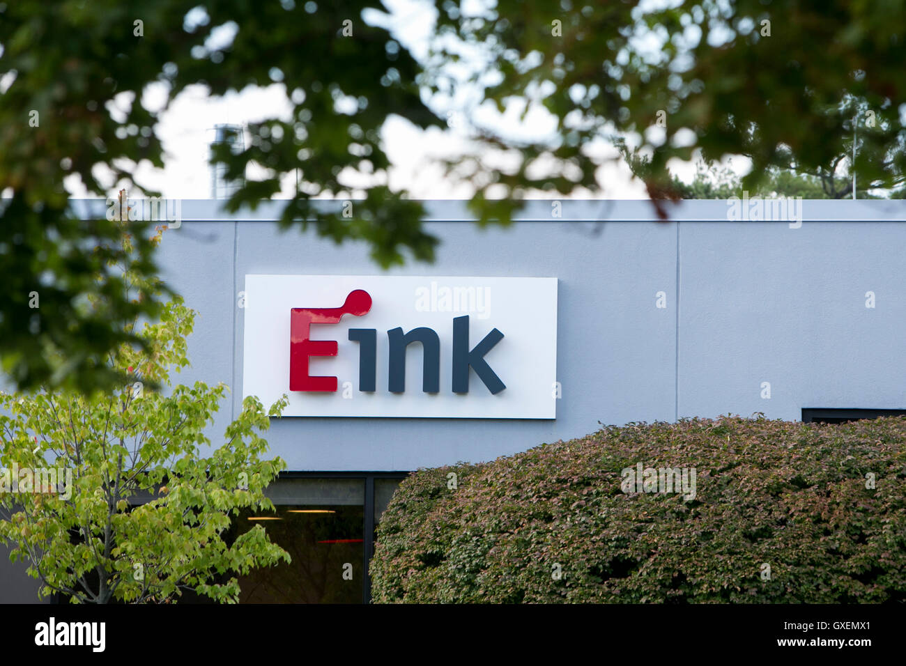 A logo sign outside of a facility occupied by the E Ink Corporation in Billerica, Massachusetts on August 14, 2016. Stock Photo
