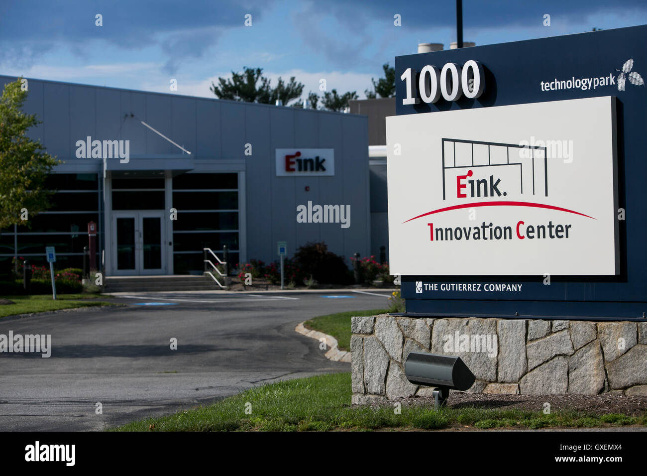 A logo sign outside of a facility occupied by the E Ink Corporation in Billerica, Massachusetts on August 14, 2016. Stock Photo