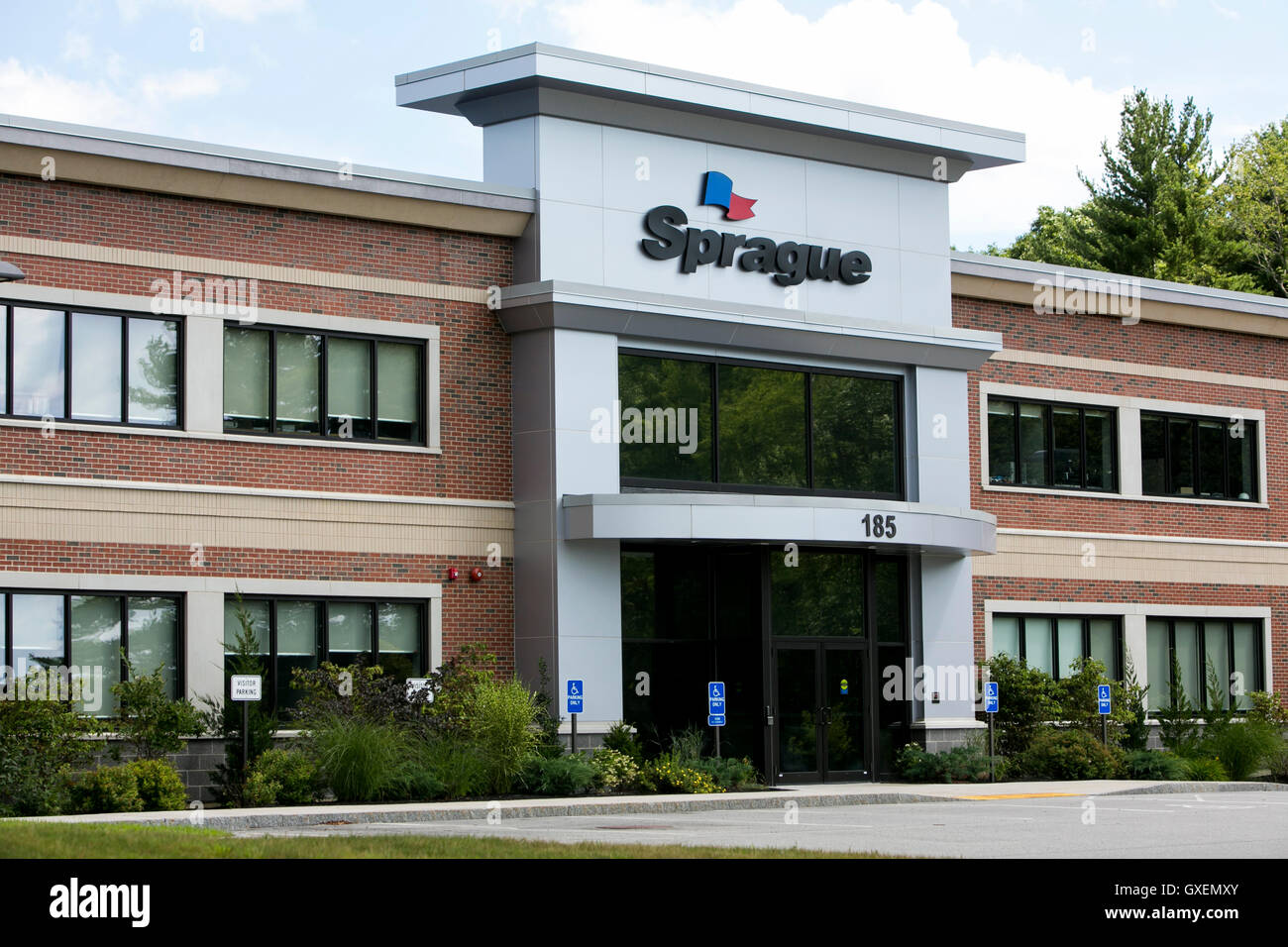 A logo sign outside of the headquarters of Sprague Energy in Portsmouth