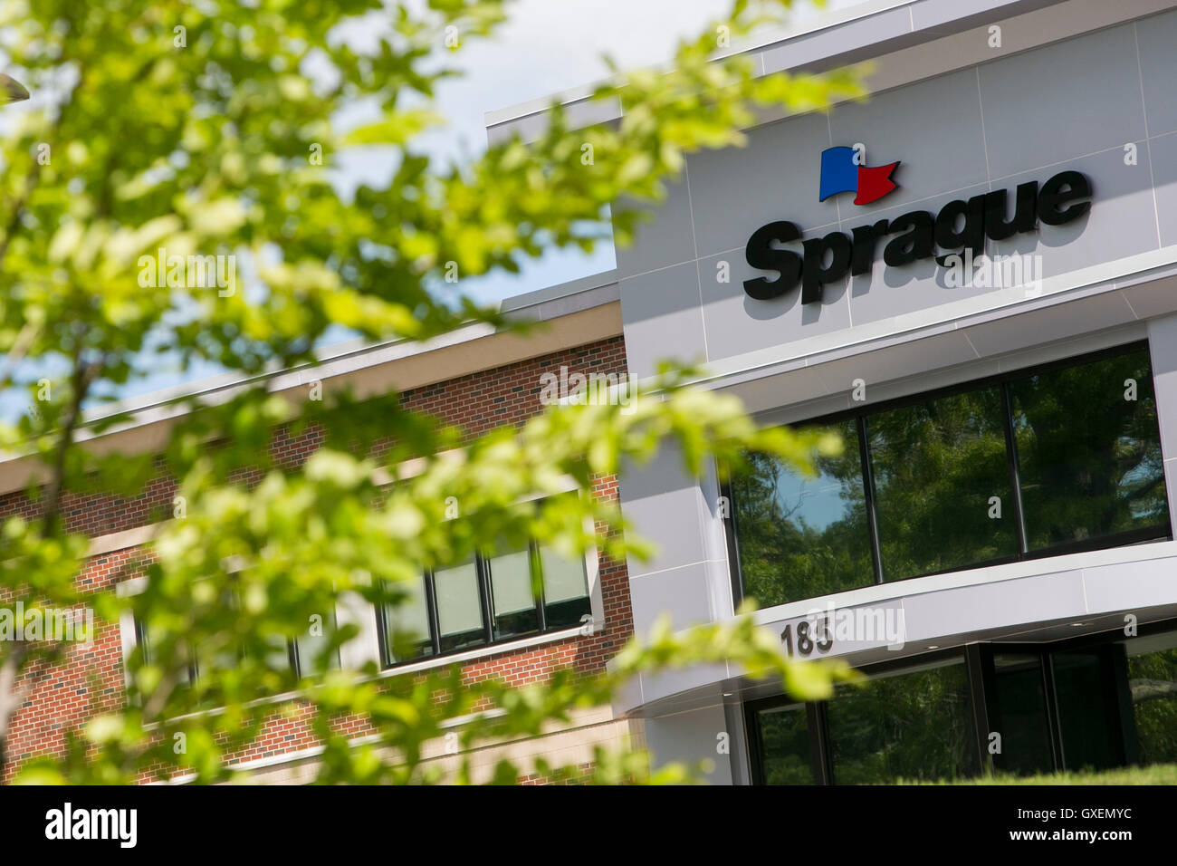 A logo sign outside of the headquarters of Sprague Energy in Portsmouth