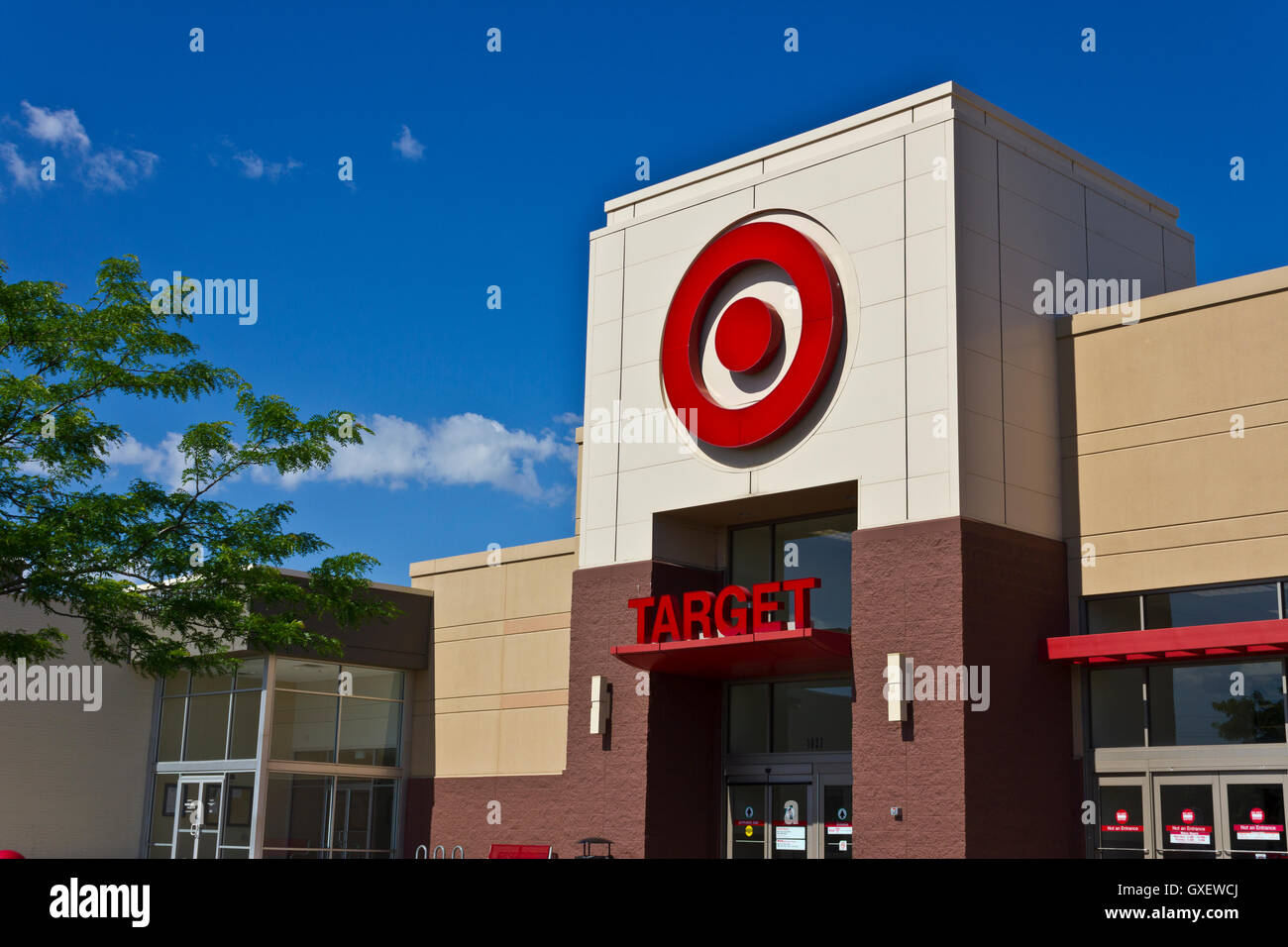 Indianapolis - Circa June 2016: Target Retail Store. Target Sells Home Goods, Clothing and Electronics IV Stock Photo