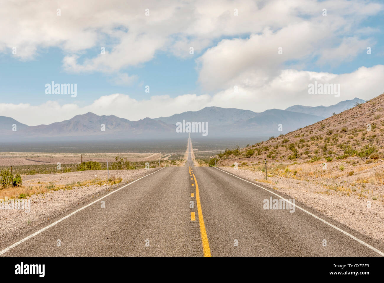 Landscape of Long road in death valley national park for business goal concept Stock Photo