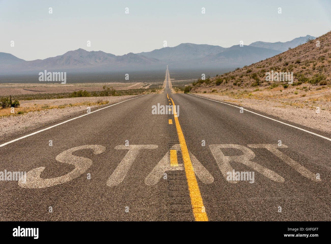 Landscape of Long road in death valley national park for business goal concept Stock Photo