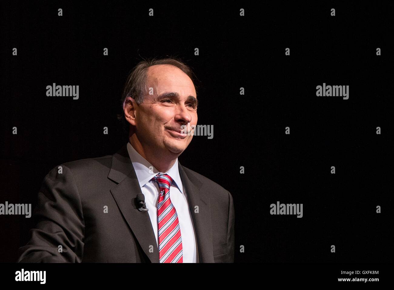 Political strategist David Axelrod speaks about his memoir during a discussion at the LBJ Presidential Library February 25, 2015 in Austin, Texas. Stock Photo