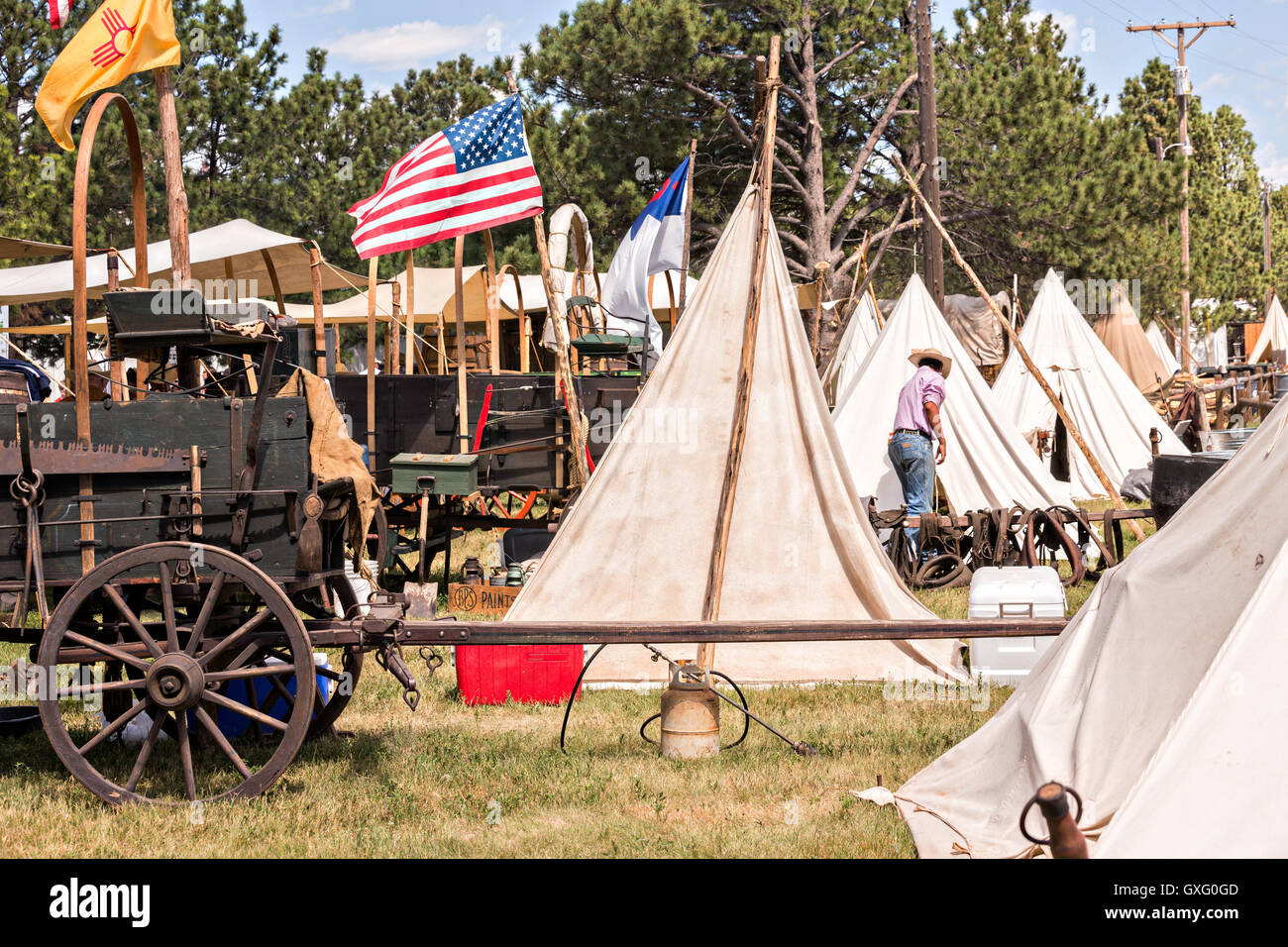 An old time cowboy camp during Cheyenne Frontier Days July 25, 2015 in
