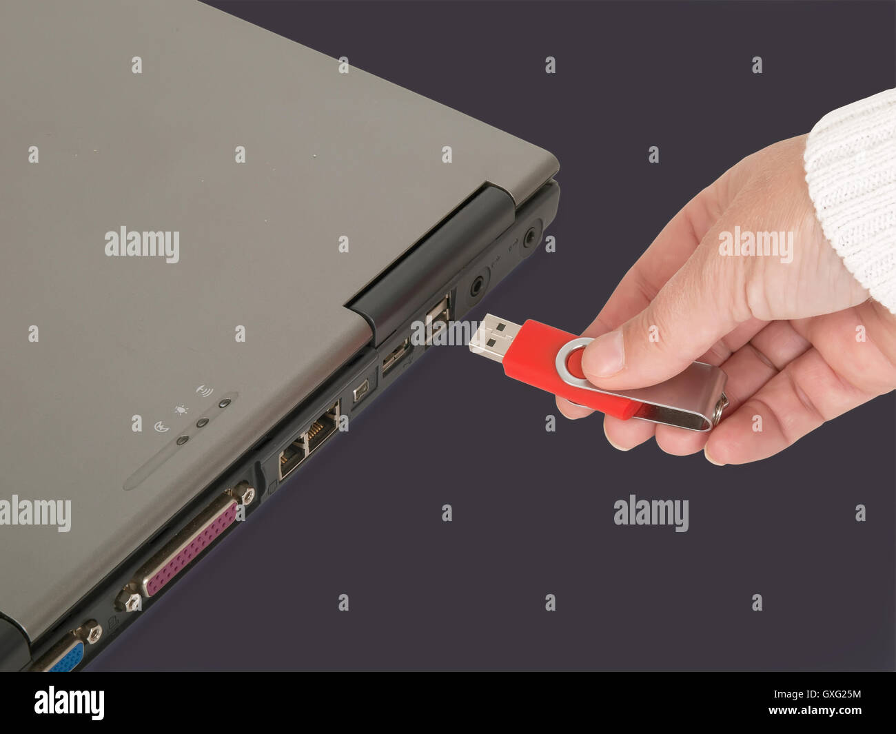 Inserting memory stick Stock Photo Alamy