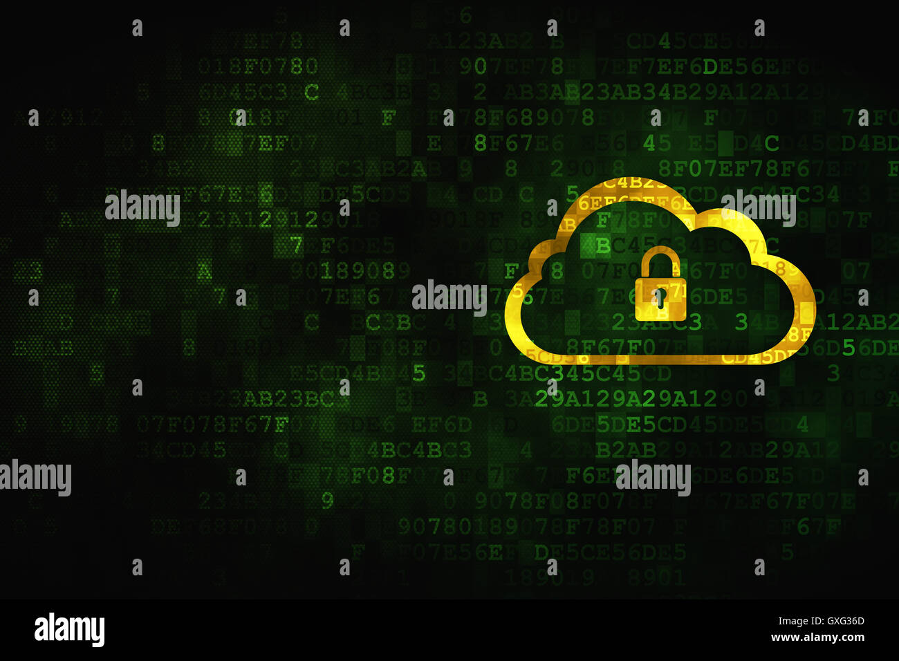 Cloud computing concept: Cloud With Padlock on digital backgroun Stock ...