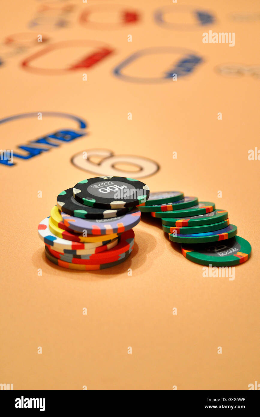 Gambling Chips At Baccarat Table Stock Photo Alamy