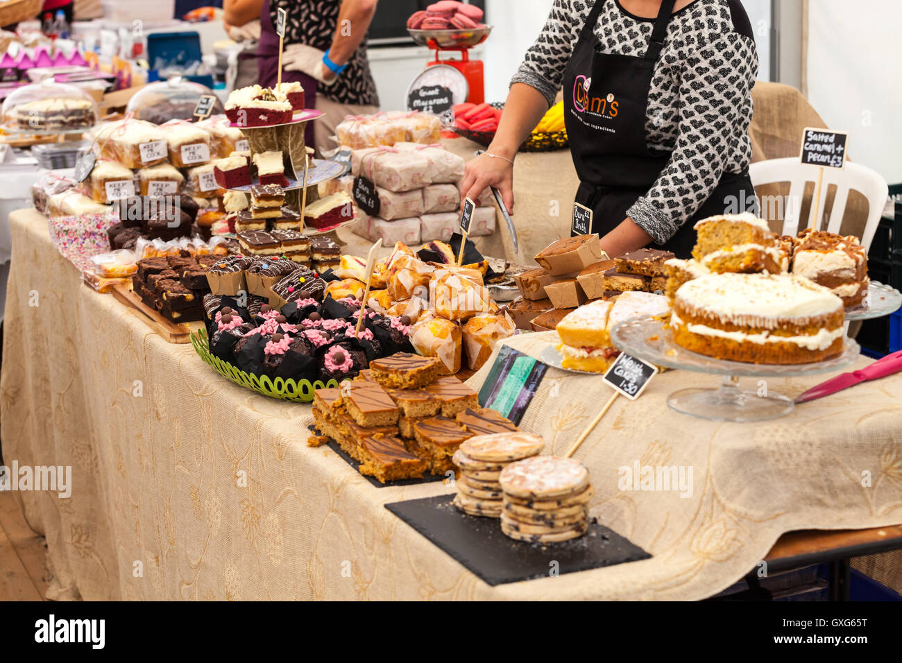 Cakes for sale at a food festival in St Fagans, Cardiff, Wales Stock